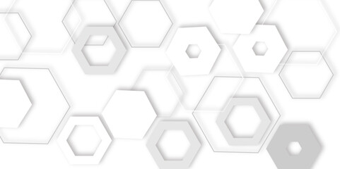 modern abstract background featuring a pattern technology 3d white hexagons with gray outlines, abstract pattern of interconnected hexagons, modern designs and tech presentations
