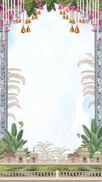 indian wedding traditional invitation template card	