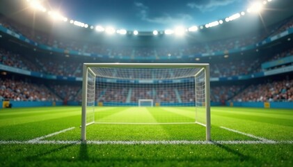 Obraz premium Close-up view of goalpost uprights and crossbar , sports venue, gridiron, detail