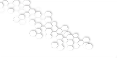 Abstract geometric technology 3d  hexagonal pattern with subtle gray shadows creating a dimensional honeycomb effect clean and modern white background