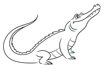 Fototapeta premium Crocodile animal in continuous line sketch