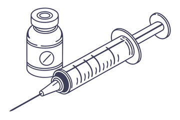 Medicine set with syringe illustration