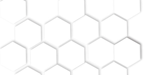 Abstract clean white background featuring a pattern of white  hexagons arranged like a honeycomb, Polygonal Honeycomb Elements, Luxury Pattern and Technology-Inspired Design 