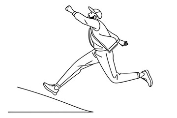 Jumping person minimalist line sketch