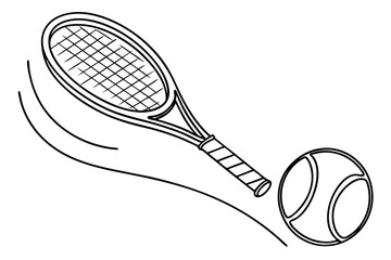 Simple tennis racket drawing in line sketch style