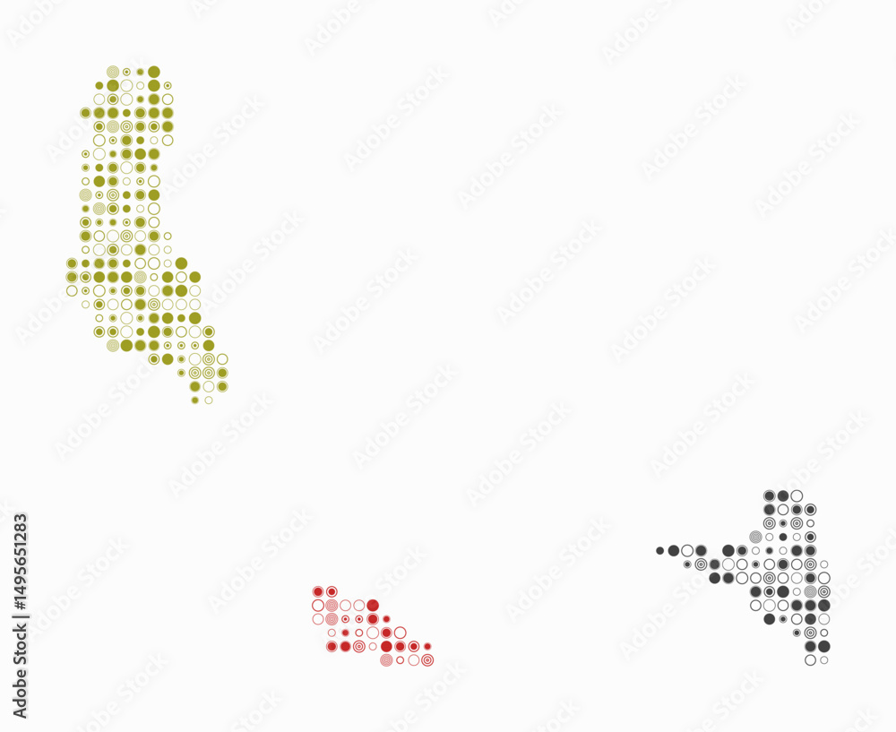 Poster comoros, shape of the country build of colored cells. digital style map of the comoros on white back