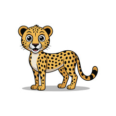cute cheetah standing vector illustration isolated on white background