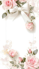 A floral arrangement of delicate pink roses and a ribbon, evokes a sense of elegance and softness, perfect for romantic or feminine designs.