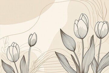 Delicate Floral Illustration with Soft Tones and Minimalist Design