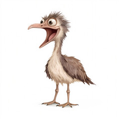 Fototapeta premium A quirky animated bird character expressing joy in a vibrant digital illustration.