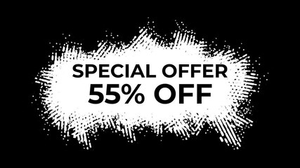 Special Offer 55 Percent Off With Brush Stroke Animation For Sale, Business Concept