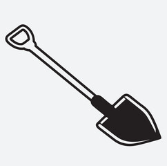 shovel in dirt line art silhouette vector art illustration, shovel isolated on white background