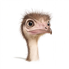 A striking digital portrait showcasing the unique features of an ostrich.