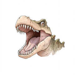 A fierce dinosaur roars showcasing its ferocious nature in a fantastical world.