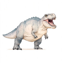 A fierce dinosaur roars in a colorful jungle capturing the essence of prehistoric art in vivid detail.