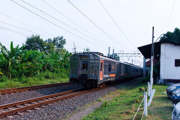 Train Traveling on Railway Tracks