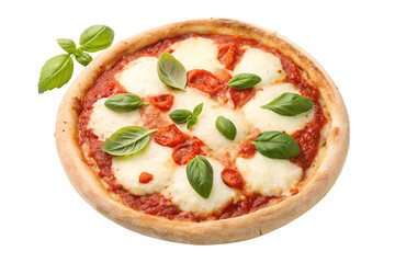pizza margharita top view isolated on white or transparent png