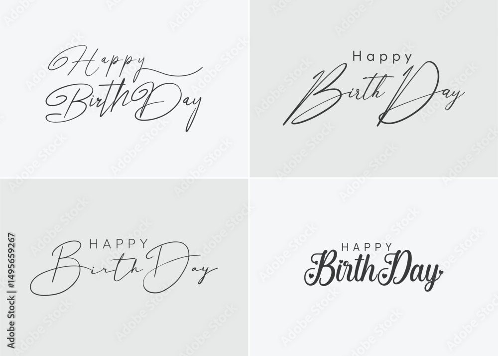 Fototapete happy birthday typography black color vector design with birthday party element isolated on white ba