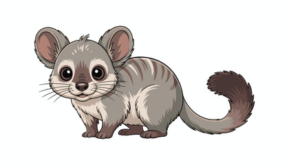 Cute Cartoon Chinchilla – Adorable Gray Rodent with Big Eyes and Fluffy Tail Vector Illustration