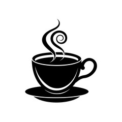 flat tea cup with steam swirl   calm  warmth  