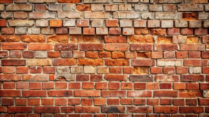 Fototapeta premium A Rustic Weathered Brick Wall Texture Featuring Diverse Shades of Red and Orange