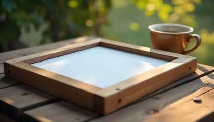 cup of coffee on wooden table