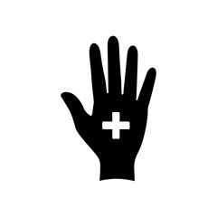 hand palm with plus symbol   healing or care gestu.svg