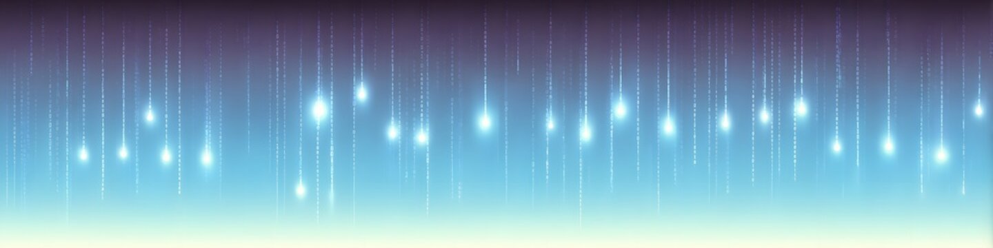 Celestial Light Trails: Abstract light streaks cascade downwards, resembling shimmering stars or falling rain in a serene night sky, creating a dreamy, ethereal atmosphere.