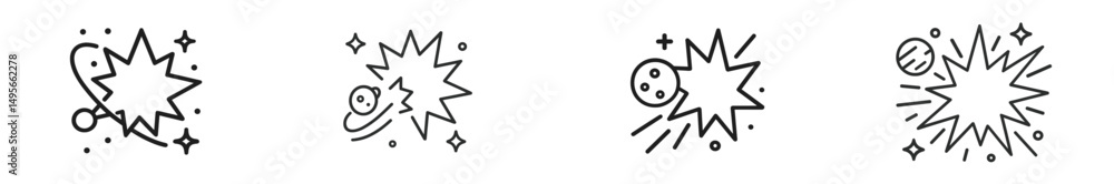 Fototapete dynamic illustrations of comic-style explosion effects showcasing different shapes and patterns for 