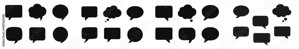Leinwandbilder different shapes and styles of speech bubbles and thought balloons in black color on a light backgro