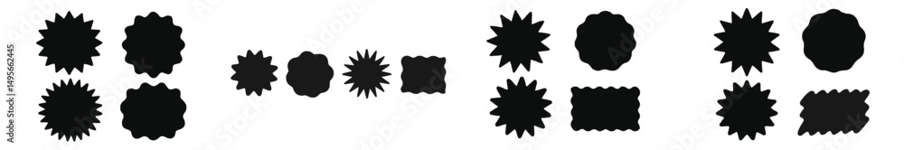 Aufkleber variety of black abstract shapes arranged in clusters for artistic background design
