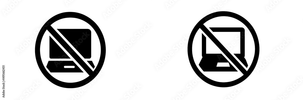 Aufkleber Restriction symbols indicating prohibition of the use of computers in a designated area