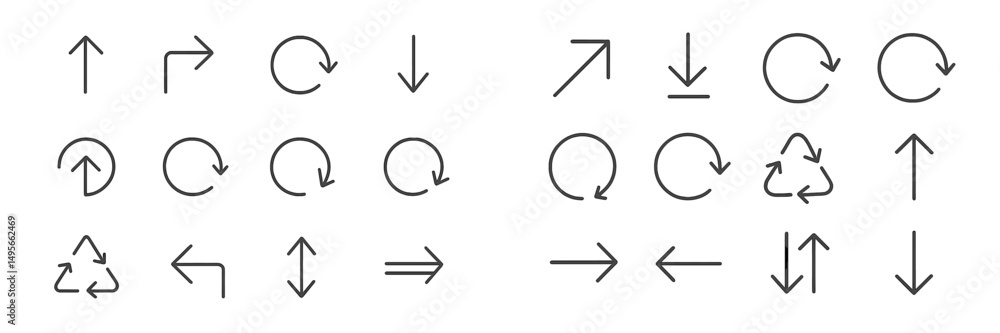 Aufkleber collection of various directional and recycling symbols for design and graphic use