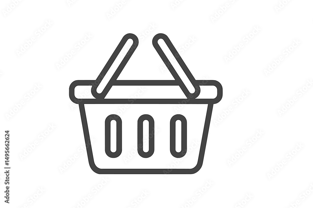 Poster outline of a shopping basket emphasizing simplicity and functionality for retail and e-commerce cont