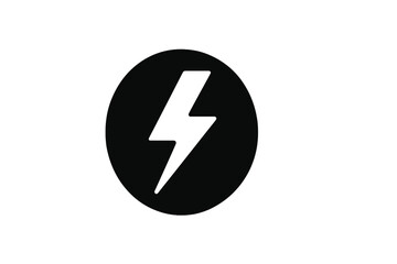 Plakat Symbol representing electricity with a lightning bolt within a circular shape on a white background