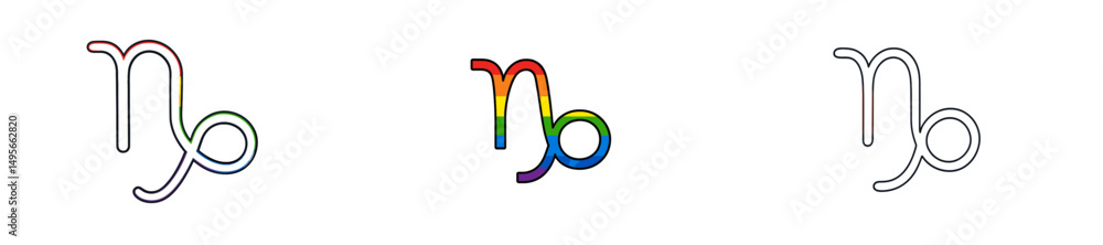 Aufkleber unique designs of the capricorn zodiac sign in various colors and styles displayed against a white b