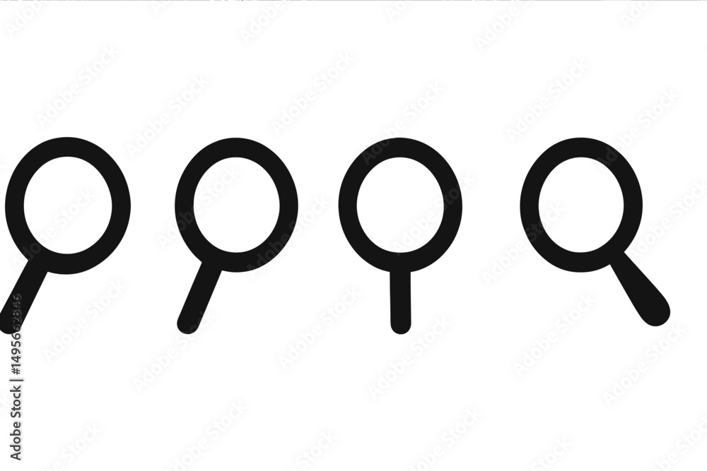 Poster line of search icons representing exploration and inquiry in a modern design context