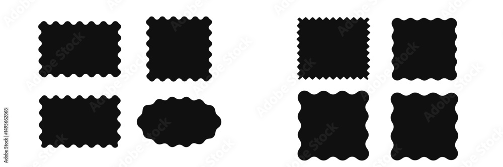 Aufkleber Various black shapes with scalloped edges arranged in two columns, perfect for design or crafting purposes
