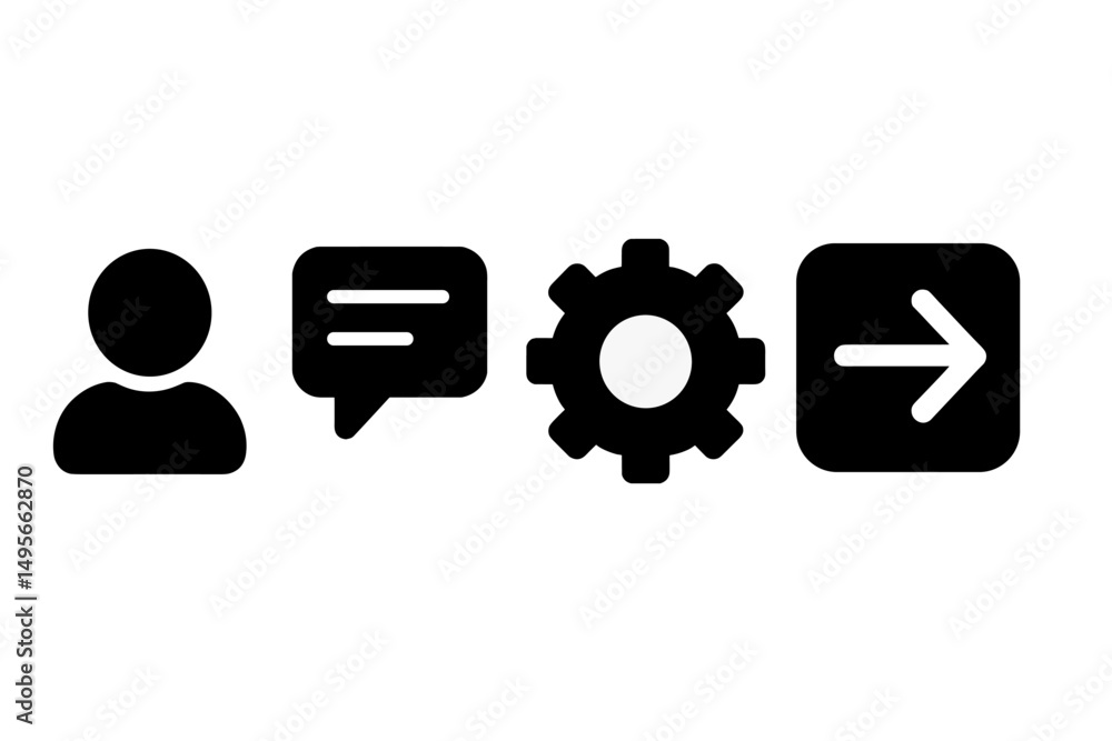 Poster conversation and interaction symbols representing communication and settings in a modern context