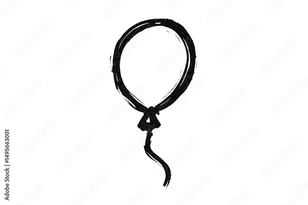 Poster simple black balloon drawing with a knot and string detail, perfect for backgrounds and illustration