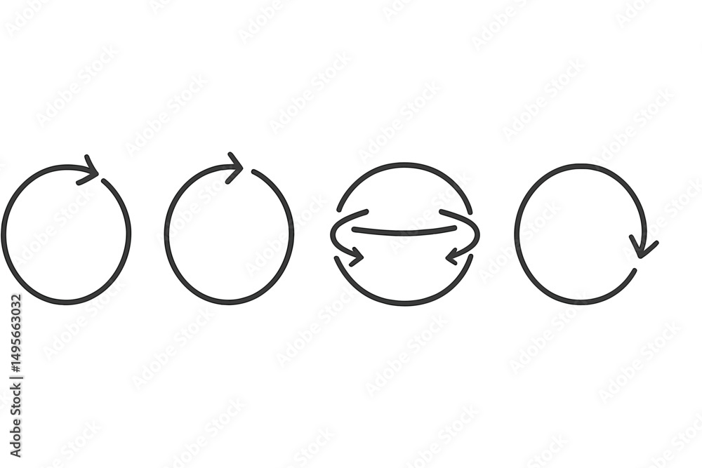 Aufkleber Circular motion diagrams illustrating different types of rotation and directional movement on a white background