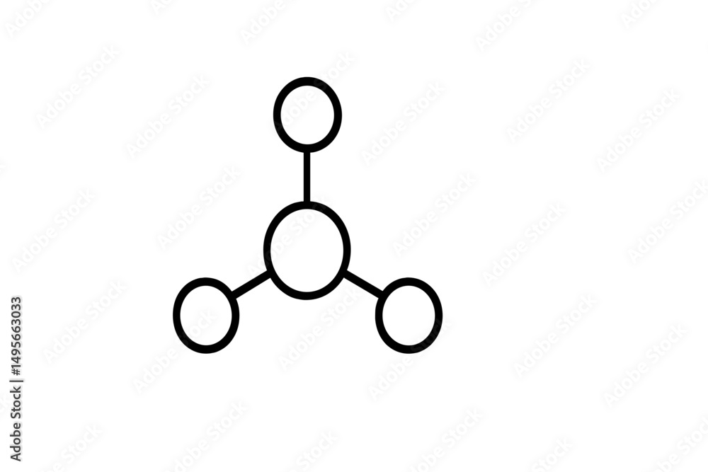 Poster molecular structure illustration showing three bonded atoms in a simple design representing chemical