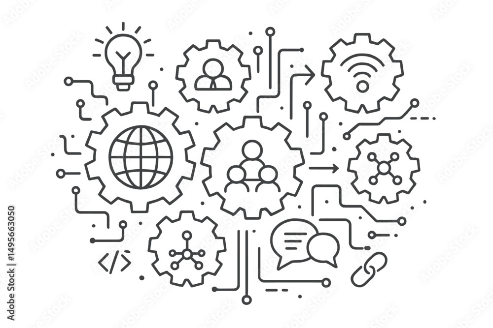 Fototapete conceptual representation of digital innovation and technology integration in modern communication a