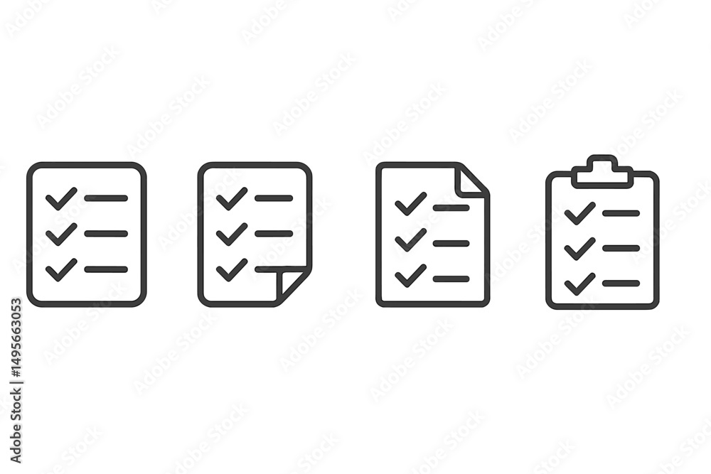 Fototapete Checklists arranged in a row illustrating organization and planning in daily activities and tasks at work