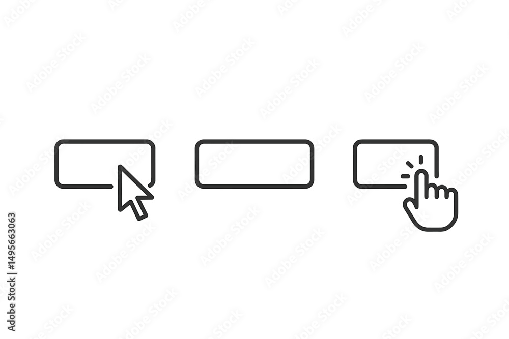 Fototapete user interaction steps for digital button clicking process on a website interface