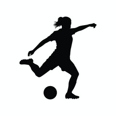 Female Soccer Player Silhouette, black color silhouette isolated white background