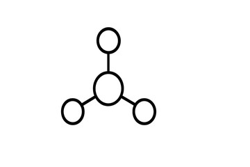 Molecular structure illustration showing three bonded atoms in a simple design representing chemical connections