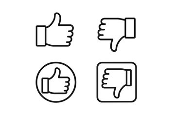 Graphic representation of thumbs up and thumbs down symbols in various styles