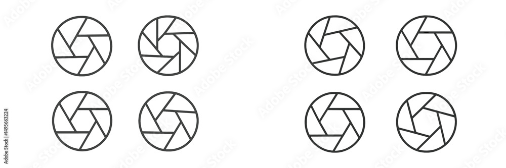 Leinwandbilder collection of camera aperture symbols arranged in a grid format, showcasing different aperture desig
