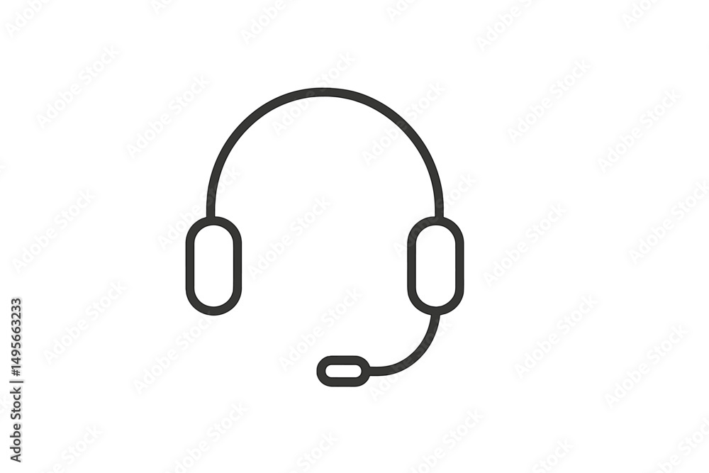 Poster Headset design showcases sleek lines, emphasizing modern technology and communication in a digital environment